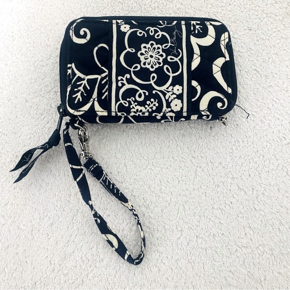 Vera Bradley Wristlet Twirly Birds Navy Blue White Cigarette Credit Card Money - Picture 3 of 7